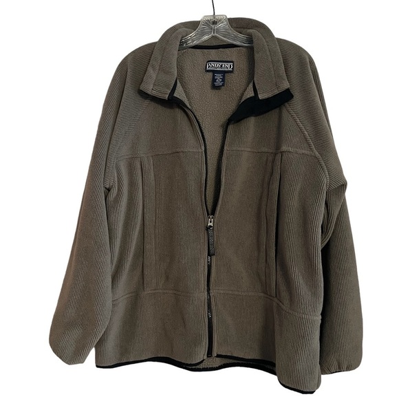 LANDS’ END Fleece Lined Full Zip Jacket in Dark Moss Green Size XL - Picture 1 of 7